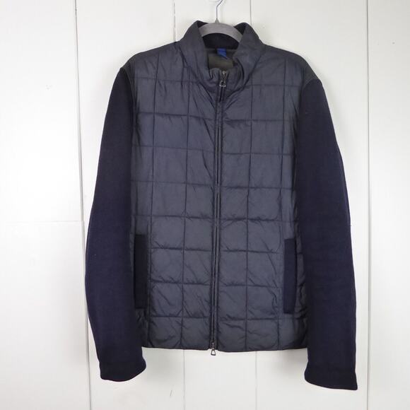 Saks Fifth Avenue Black Label Jacket Mens SZ XL Quilted Puffer Wool Sleeves